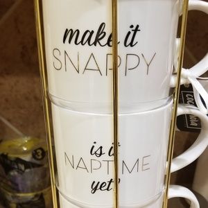 Set of 4 mugs with holder